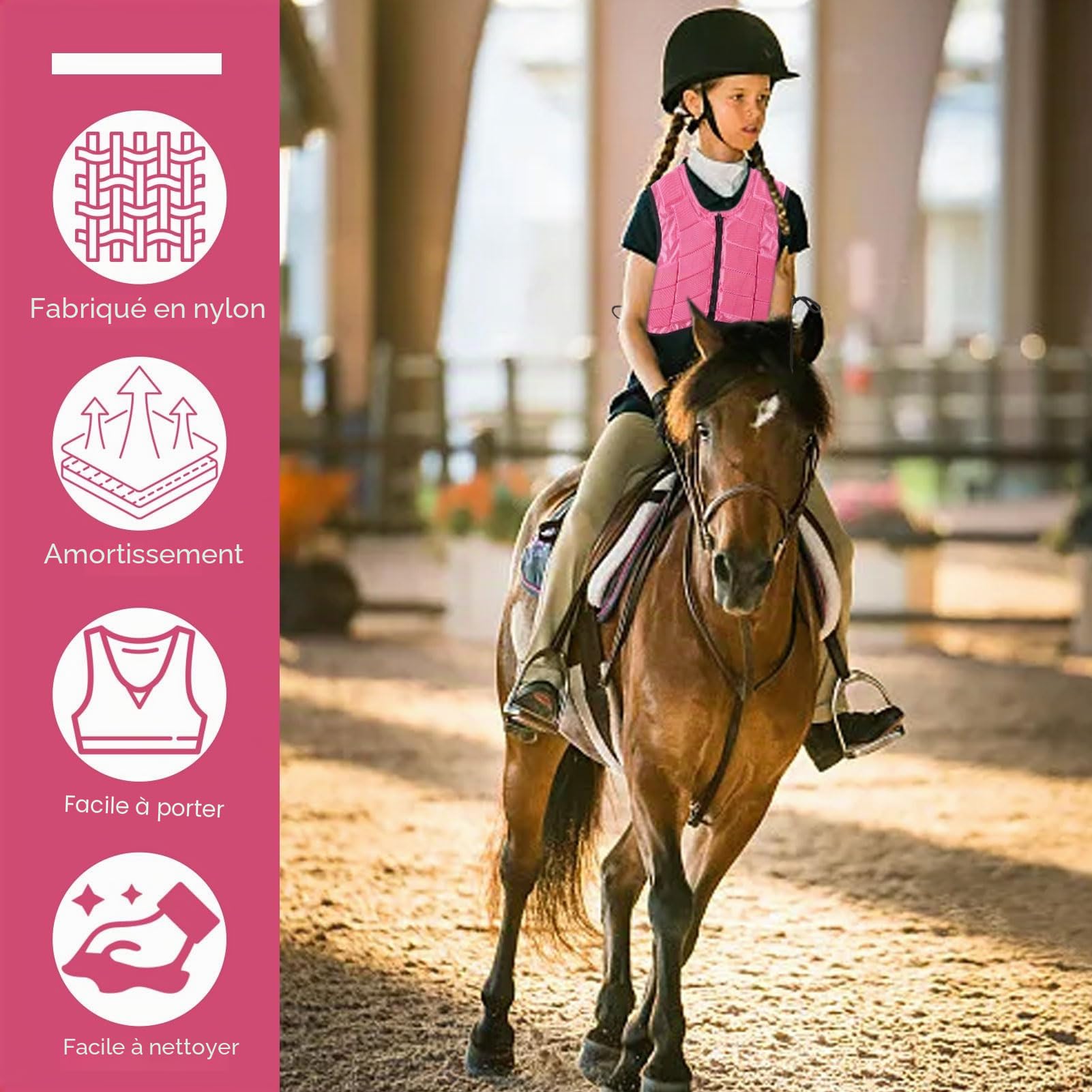 Gilet d'équitation pour enfant, unisexe, équipement de protection d'équitation rembourré, gilet de sécurité pour l'entraînement d'équitation pour garçons et filles