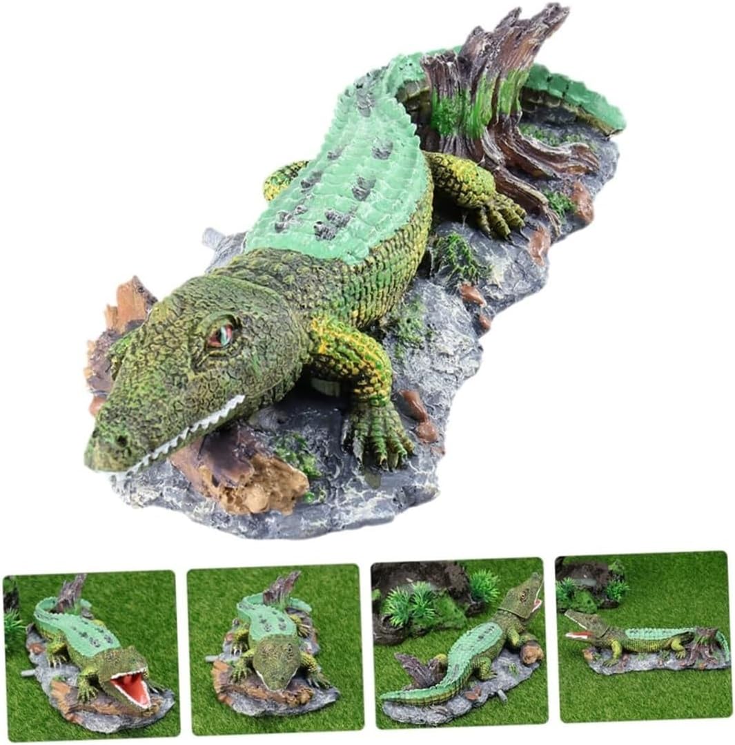Fish Tank Landscape Aquarium Ornament Artificial Crocodile Decoration Statue