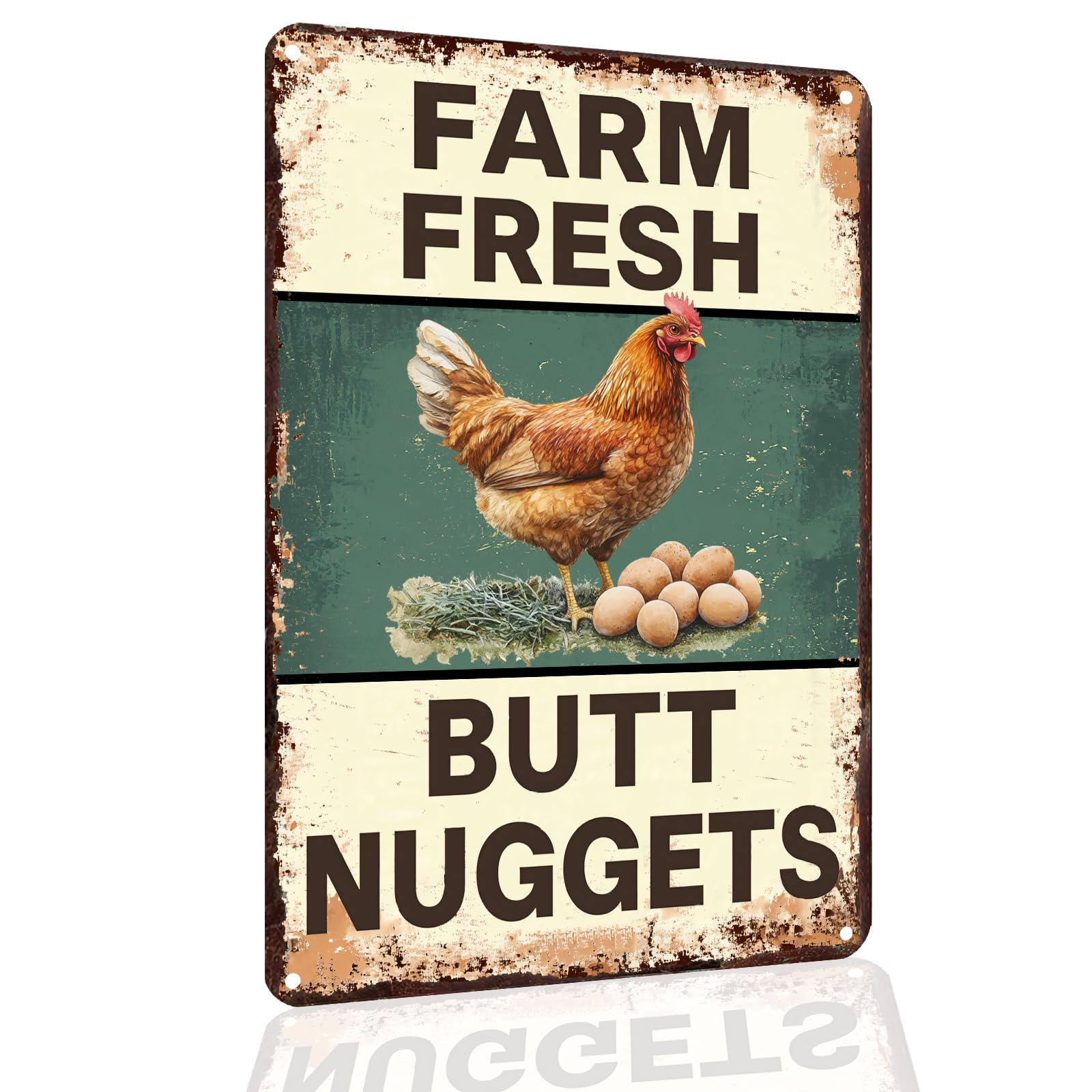 Vintage Metal Tin Sign Funny Chicken Coop Farm Fresh Butt Nuggets For Farm Yard Wall Decor 8x12 Inch Custom Private Property Signs Outdoor