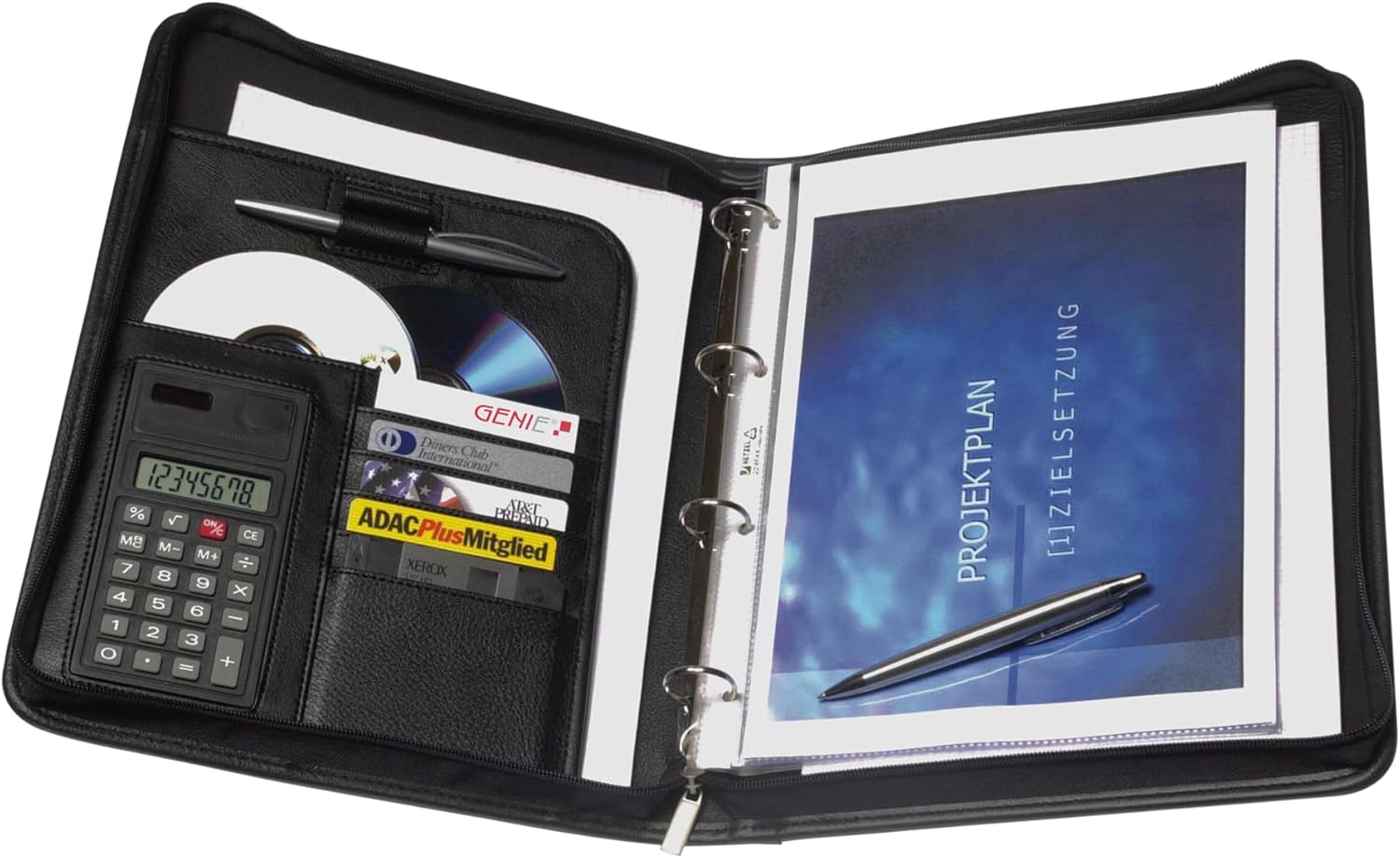 Genie A4 Ring Binder Folder with Calculator, Black