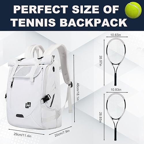 Miniatura 3 de UMGG - Mochila de tenis para mujeres y hombres con capacidad para 2 raquetas con compartimento para zapatos, mochila grande de pickleball para