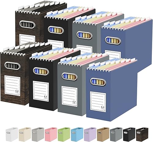 Vista 12 de Caja organizadora de archivos de cartón Oterri para carpetas de archivos colgantes tamaño carta, caja de archivos para escritorio de computadora