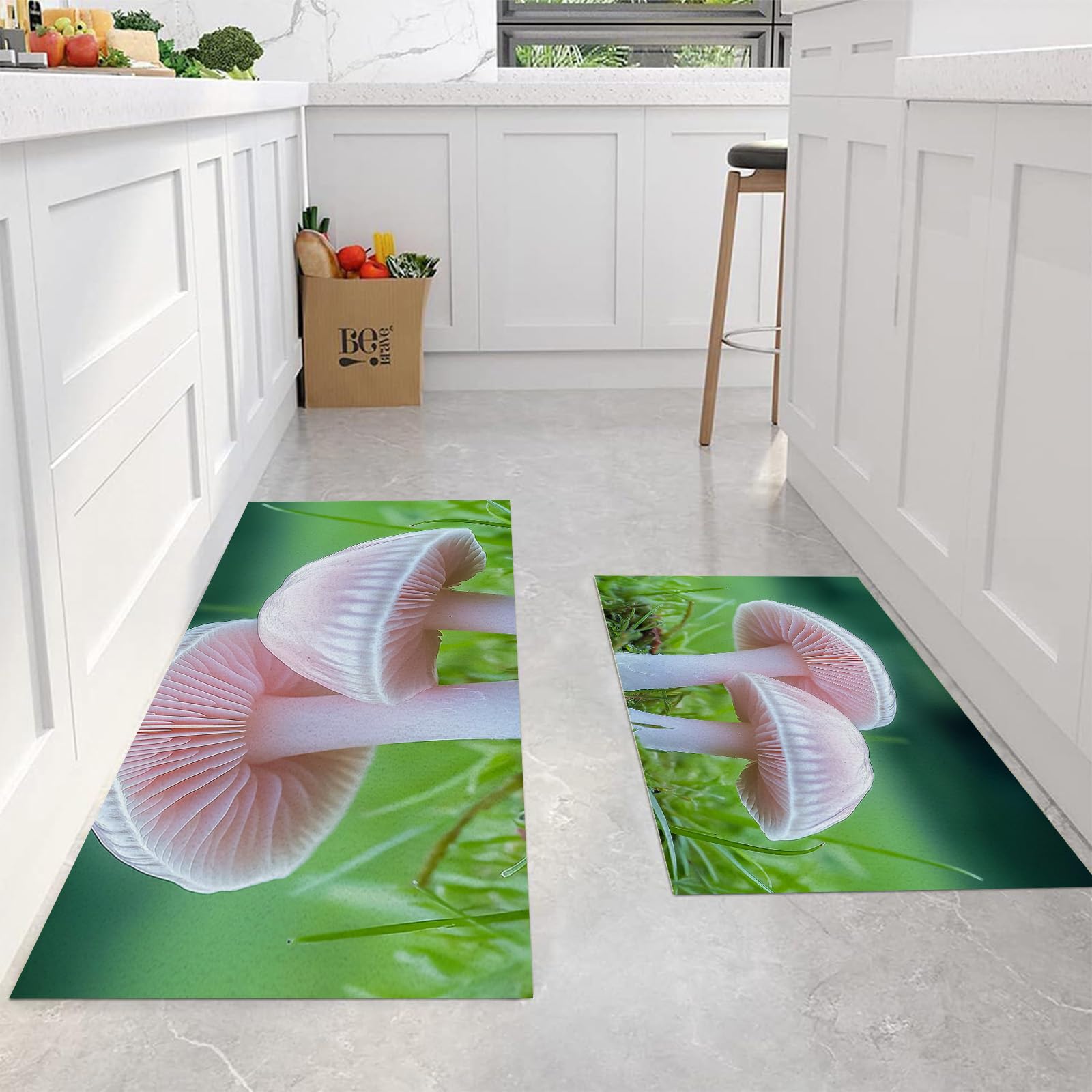 Alfombras de cocina antideslizantes que evitan resbalones, alfombras de hongo rosa duraderas
