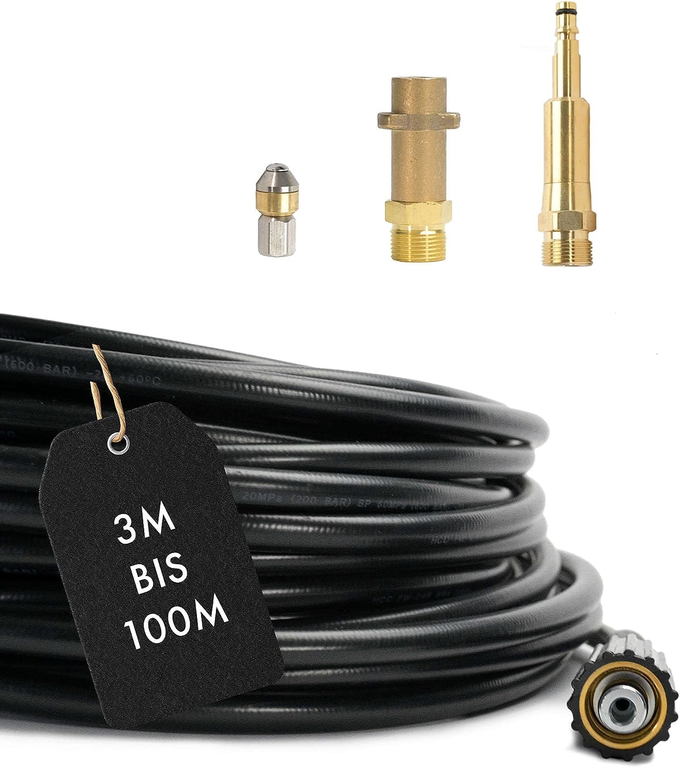 M&M Smartek manguera desatascadora 40 m boquilla giratoria, para Kärcher | Kit desatascador con manguera, adaptadores y boquillas según variante; comprobar conexiones, presión, contenido y equipo.