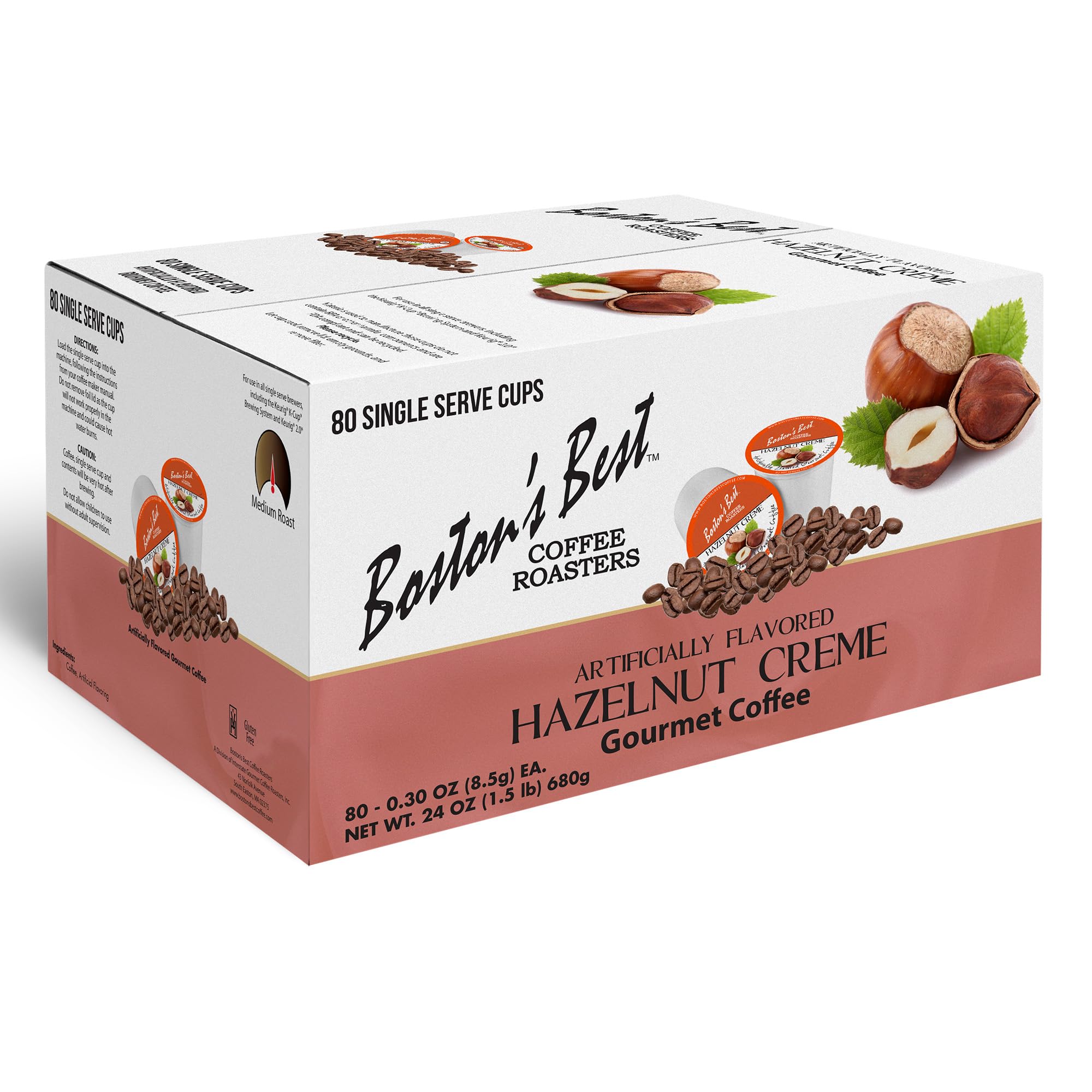 Boston’s Best - Hazelnut Creme Flavored Delicious Gourmet Coffee Compatible with Keurig Coffee Maker, 1 Count (80 Single Serve Cups)