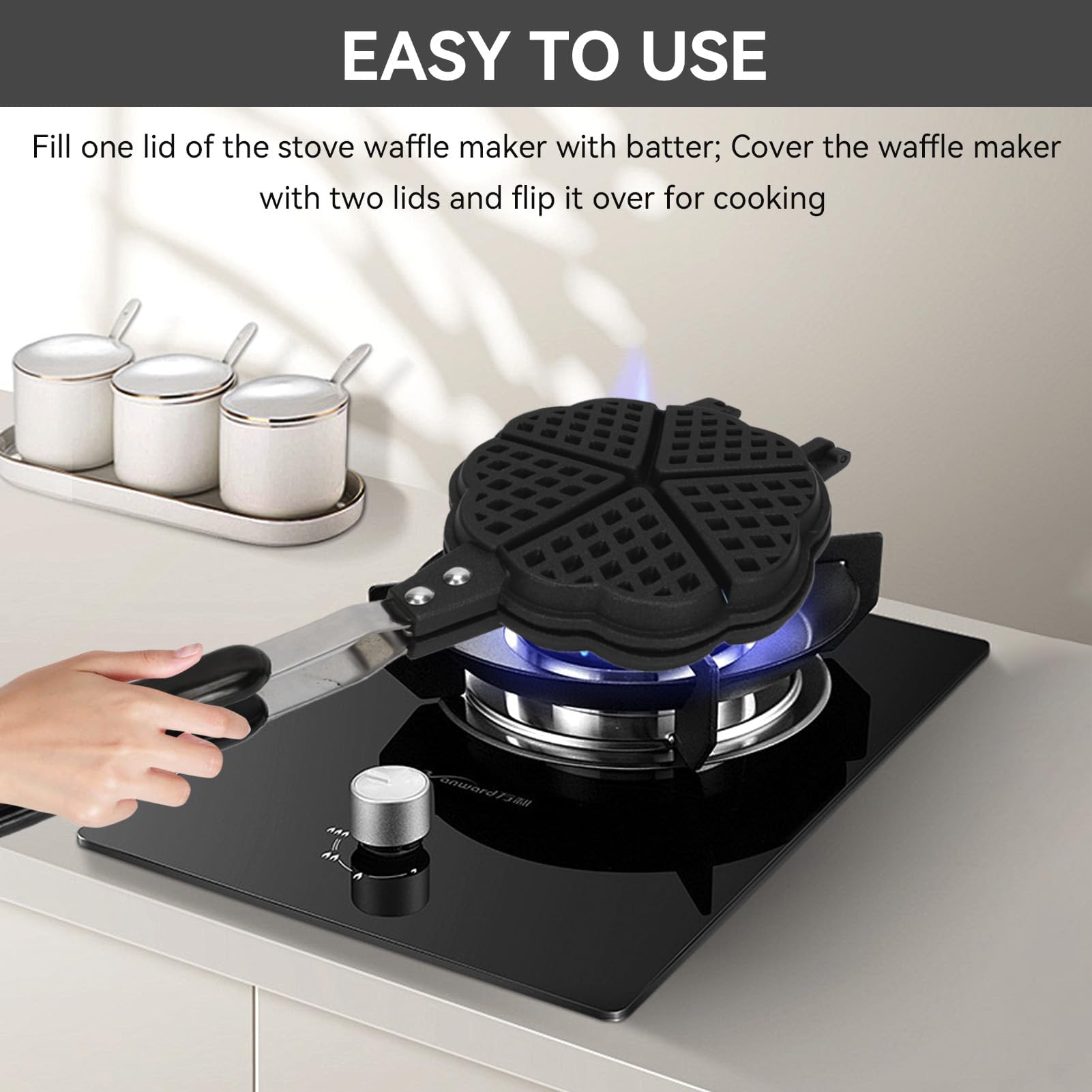 Cyrank Waffle, Double Plat D'aluminium Mini Waffle Petit-déjeuner Portable Sandwich, Grille-pain Pour La Cuisine Familiale