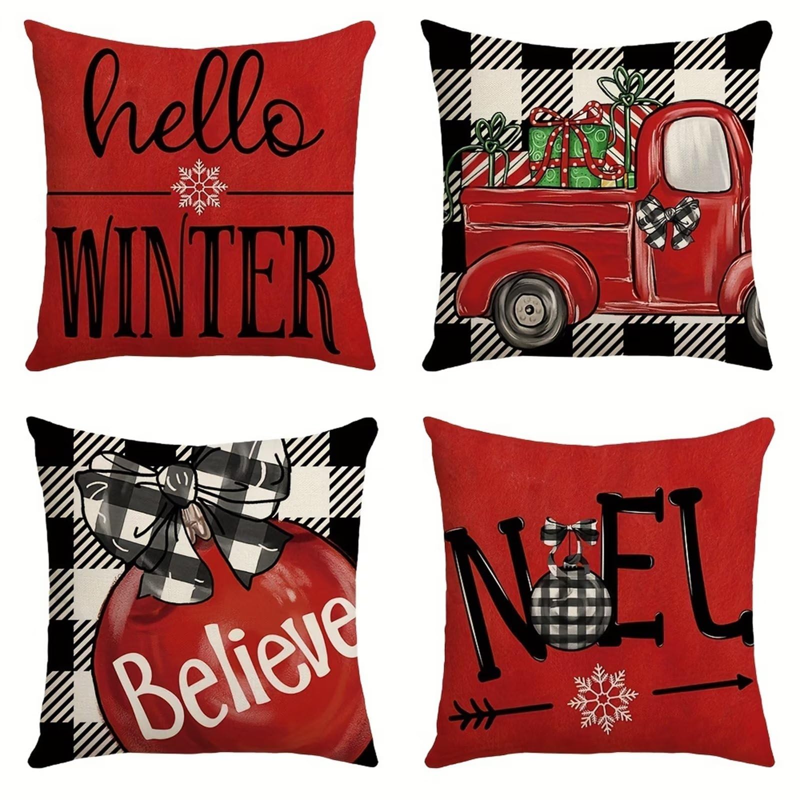 Housse de coussin Noël rouge moderne et doux, parure de décoration haut de gamme