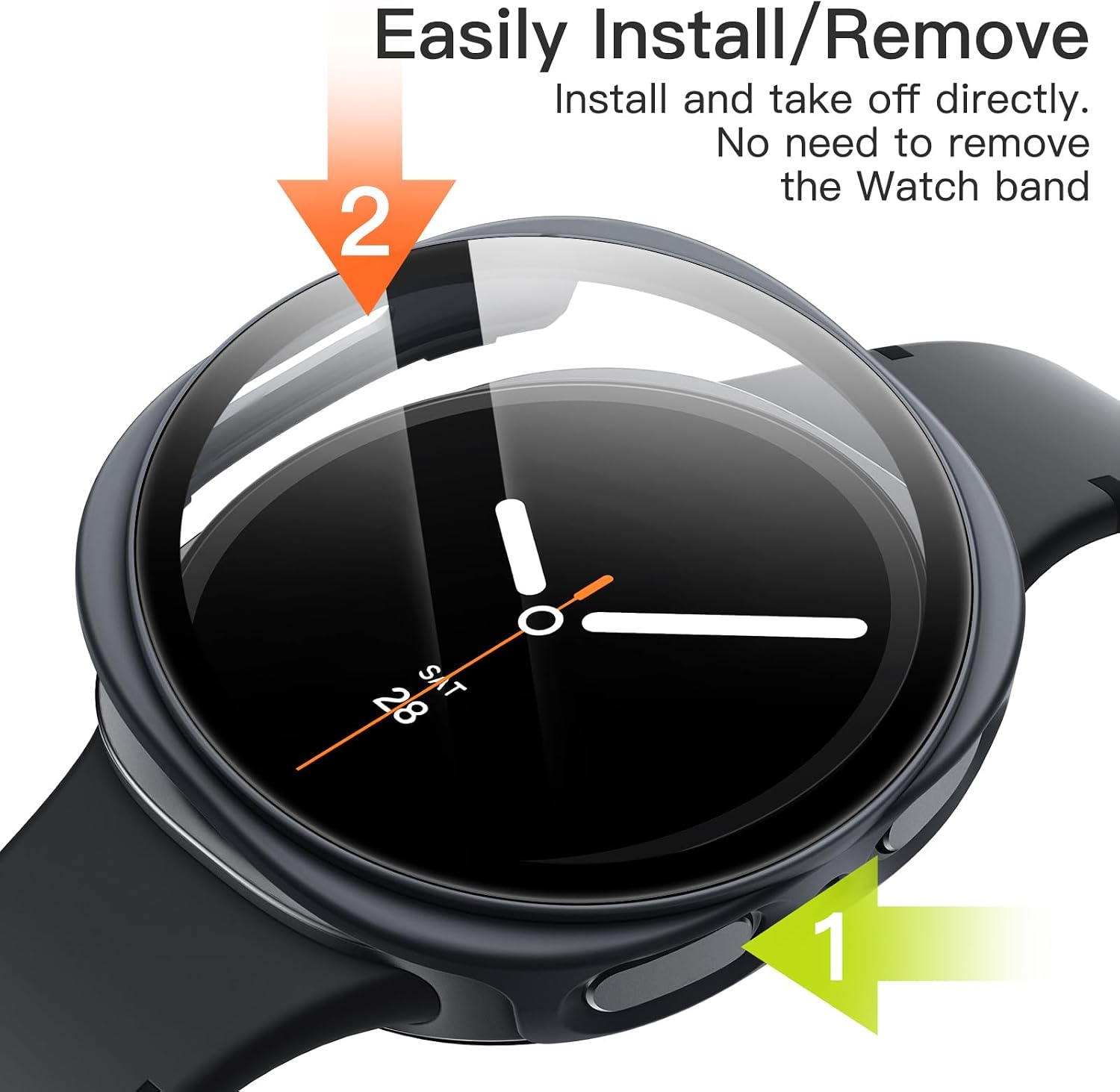 JETech Etui z Ochraniaczem Ekranu dla Galaxy Watch 9/8 44mm, Grafitowy | Wbudowane Szkło Hartowane, Wysoka Czułość Dotyku, Pełna Ochrona, Twarda Konstrukcja PC