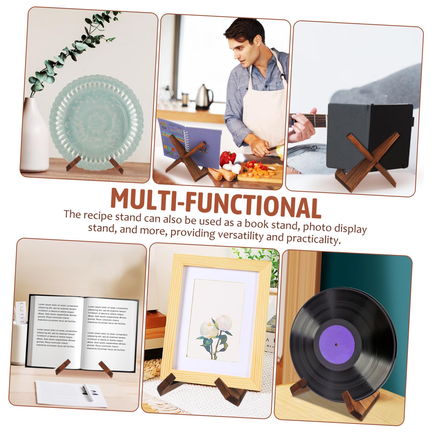 ABOOFAN Cookbook Stand Postcard Display Wooden Book Stand for Reading Book Holder for Kitchen Elegant