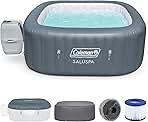 Coleman Hawaii AirJet Large Square 4 to 6 Person Inflatable Hot Tub Portable Outdoor Spa with 140 AirJets and EnergySense Cover, Grey