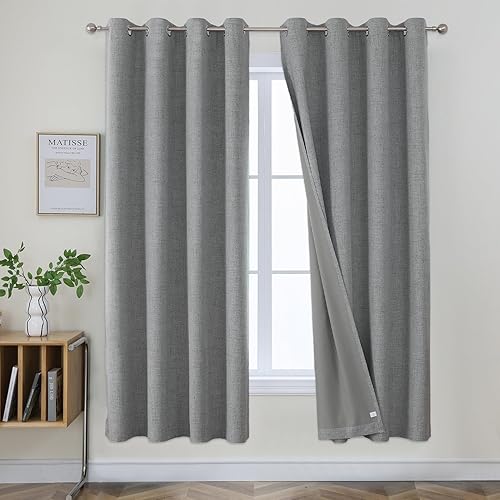 Miniatura 31 de Joydeco Cortinas opacas de 84 pulgadas de largo, 2 paneles burg, cortinas de oscurecimiento de habitación para dormitorio, cortinas térmicas