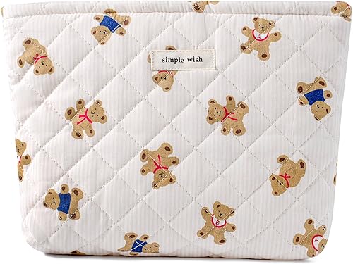 uekeboag Bolsa de maquillaje acolchada de algodón con diseño de animales para mujeres y niñas, bolsa acolchada con cierre de cremallera, bolsa