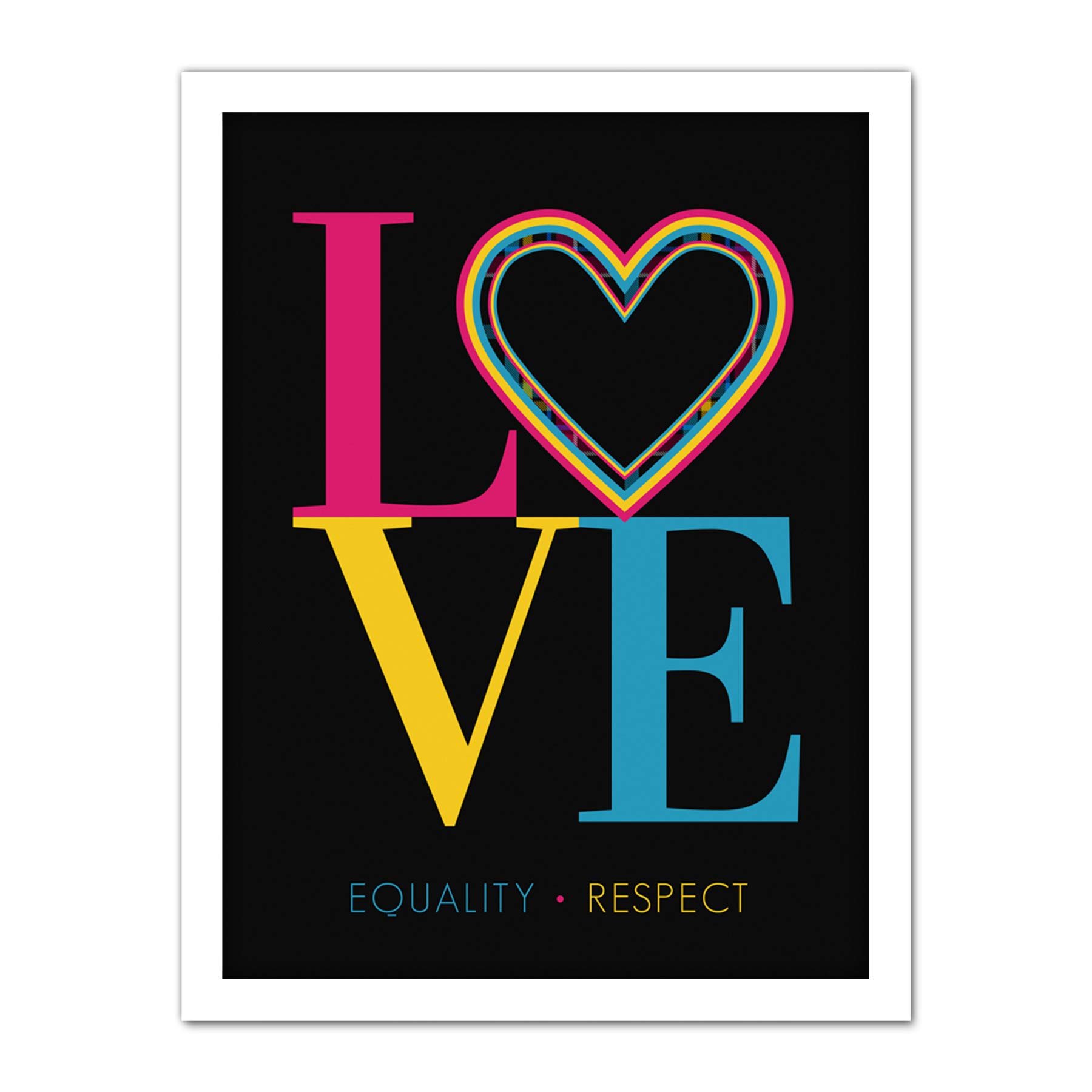 Wee Blue Coo Who Cares Scotland Love Equality Respect Heart Tartan Artwork Framed Wall Art Print 18X24 Inch