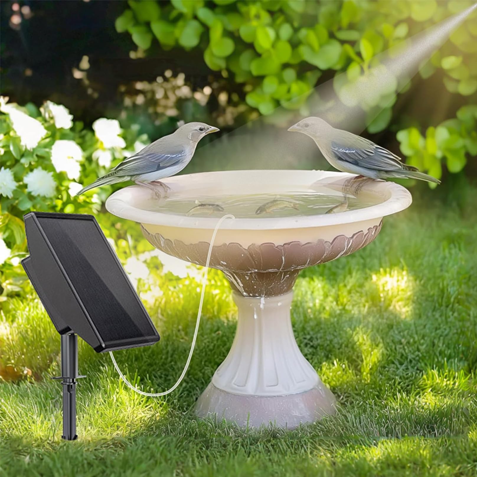 Aeratore per laghetto solare, pompa ad solare da 2 W con batteria incorporata, pompa di ossigeno a basso rumore a 3 modalità per acquario con laghetto da giardino all'aperto, 4 pietre