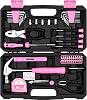 Tool Set Pink Tool Kit:DEKO Screwdriver Set, Pink Hand Tool Kit DIY for Women 62 Pieces, Ladies Tool Box for Home with Hammer