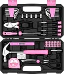 DEKO Pink Tool Kit: pour les femmes femmes, Kit d'outils à la maison, DIY & Outils, Kits d'outils pour la maison, Kit d'outil à main pour les femmes, 62 Pièces