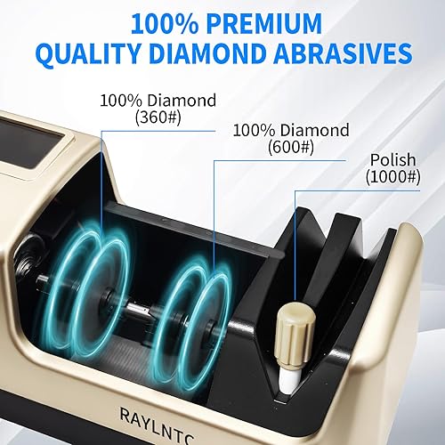 Miniatura 3 de Afilador de cuchillos eléctrico profesional 5 en 1 con pantalla LCD, sacapuntas de tijera con abrasivos de 3 velocidades y 100% diamante, guías de