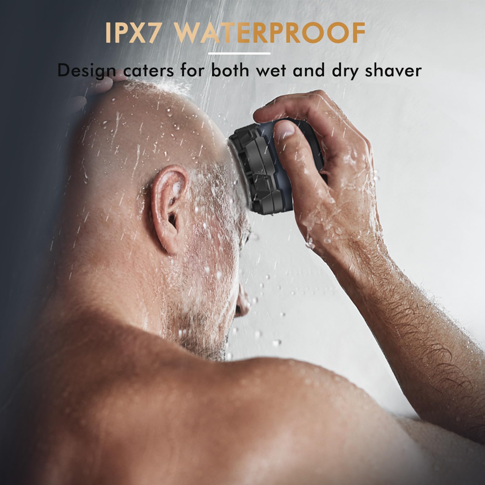 Glatzen Rasierer Herren elektrisch, Kibiy Kopfrasierer für Glatze, IPX7 Wasserdichter Kopfrasierer für Glatze, LED-Anzeige & Typ-C Ladung, Head Shavers, 6D Magnetischer Kopf, Blaugrau