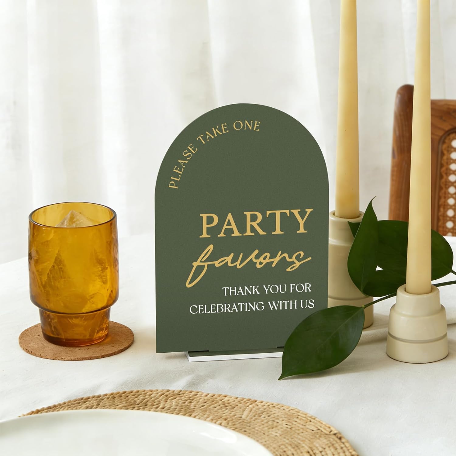 Sage & Forest Green Acrylic Wedding Signs with Stands, Set of 4, 5 x 7 Inch