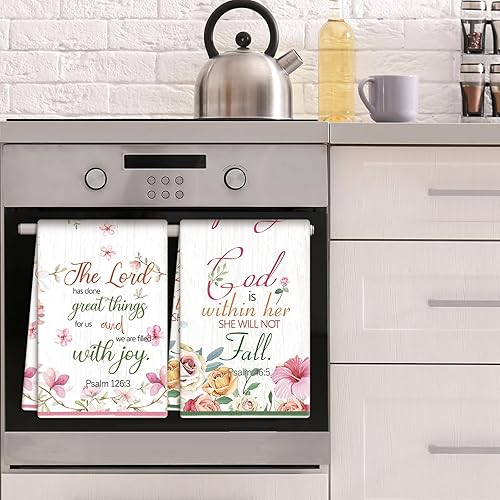 Miniatura 2 de 6 toallas de cocina de invierno con diseño floral absorbente para barra de té, paño de secado a mano, toallas de cocina de Navidad, paños de cocina