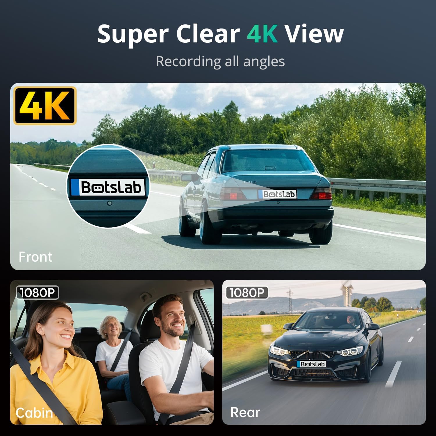  3 Channel 360° Dash Cam, 128GB Card, Voice Control, App Control thumbnail