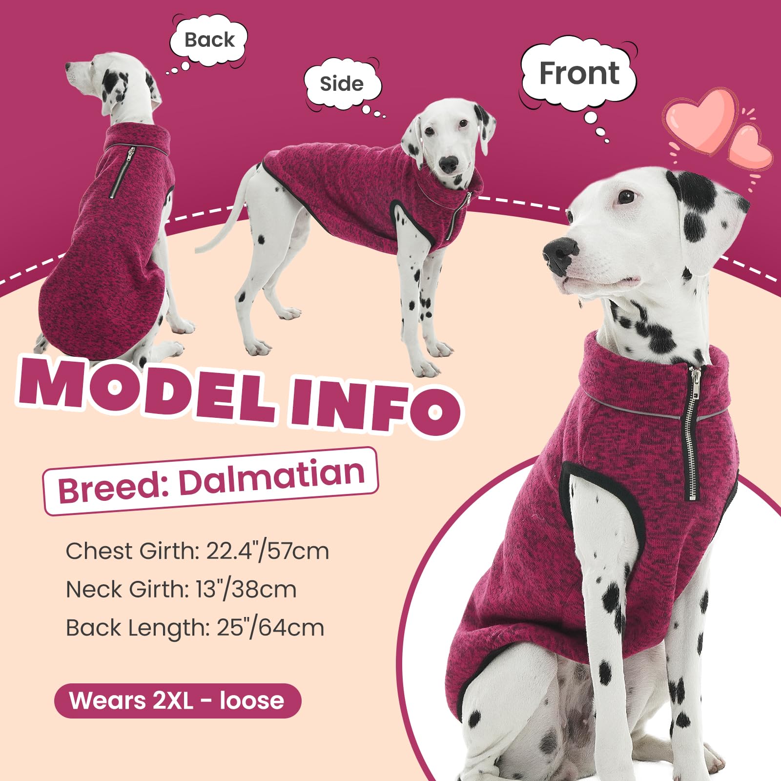 ROZKITCH Suéter para perro, chaqueta para perro con forro polar, abrigo de punto para perros pequeños con apertura de cremallera para arnés, chaqueta de forro polar para perro, cuello ajustable,