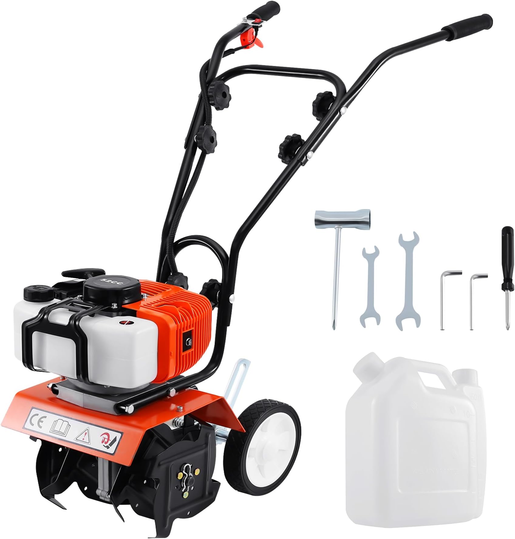 Mini Tiller Cultivator Engine 52cc 2 Stroke Gas Petrol Garden Rotovator Lawn