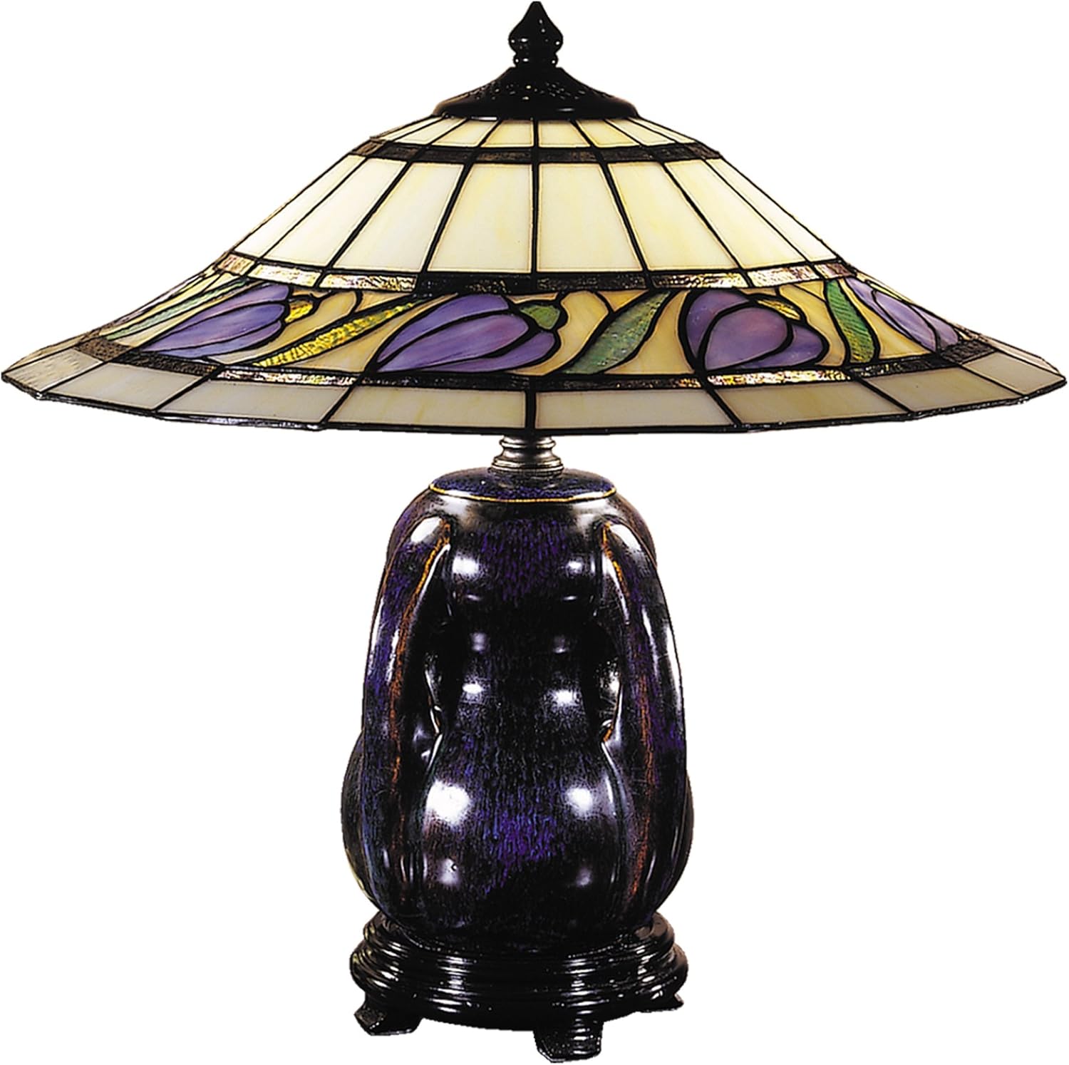 Dale Tiffany TT100507 Reiko Ceramic Table Lamp, Blue/Purple Glaze and Art Glass Shade