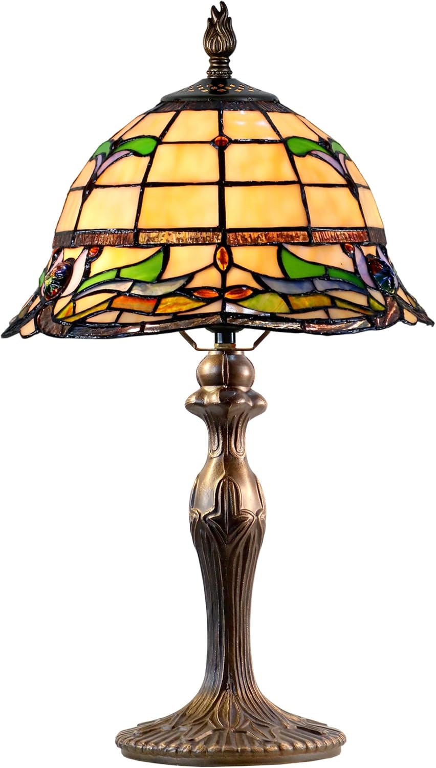 Dale Tiffany TT24081 Jassmyne Tiffany Table Lamp with Handmade Art Glass Shade, Fieldstone Finish, 18.5" Tall
