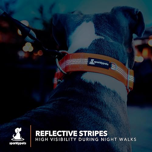Miniatura 4 de SparklyPets Collar ancho resistente para perro con hebilla cromada de liberación rápida, collar táctico para perro con rayas reflectantes y forro