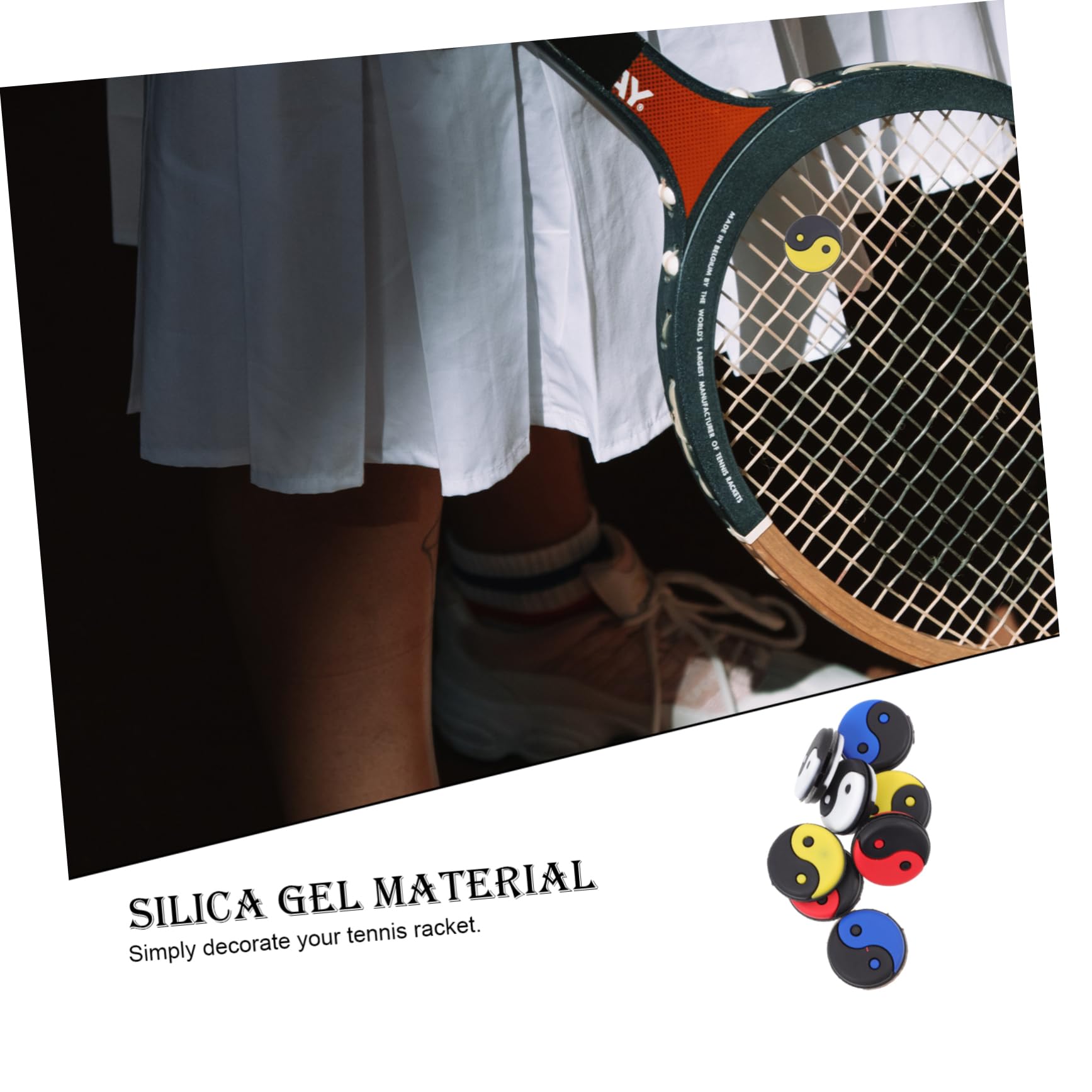 VICASKY 1Set Patterned Tennis Racket Dampeners Shocks Absorbers for Vibration Control Easy Installation for All Tennis Rackets Colors