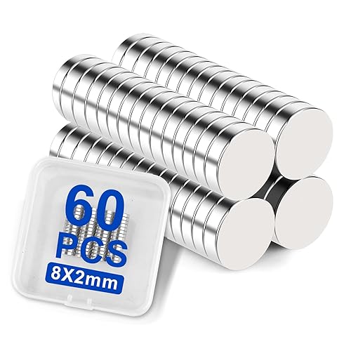 DIYMAG 60 imanes pequeños de neodimio para refrigerador, mini botón de tierras raras para oficina, pizarra, cocina, profesores, manualidades