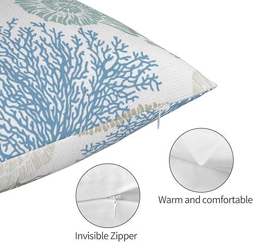 Miniatura 7 de Juego de 2 fundas de almohada costeras de verano de 12 x 20 pulgadas, decorativas para exteriores, con temática náutica de playa oceánica, estrellas