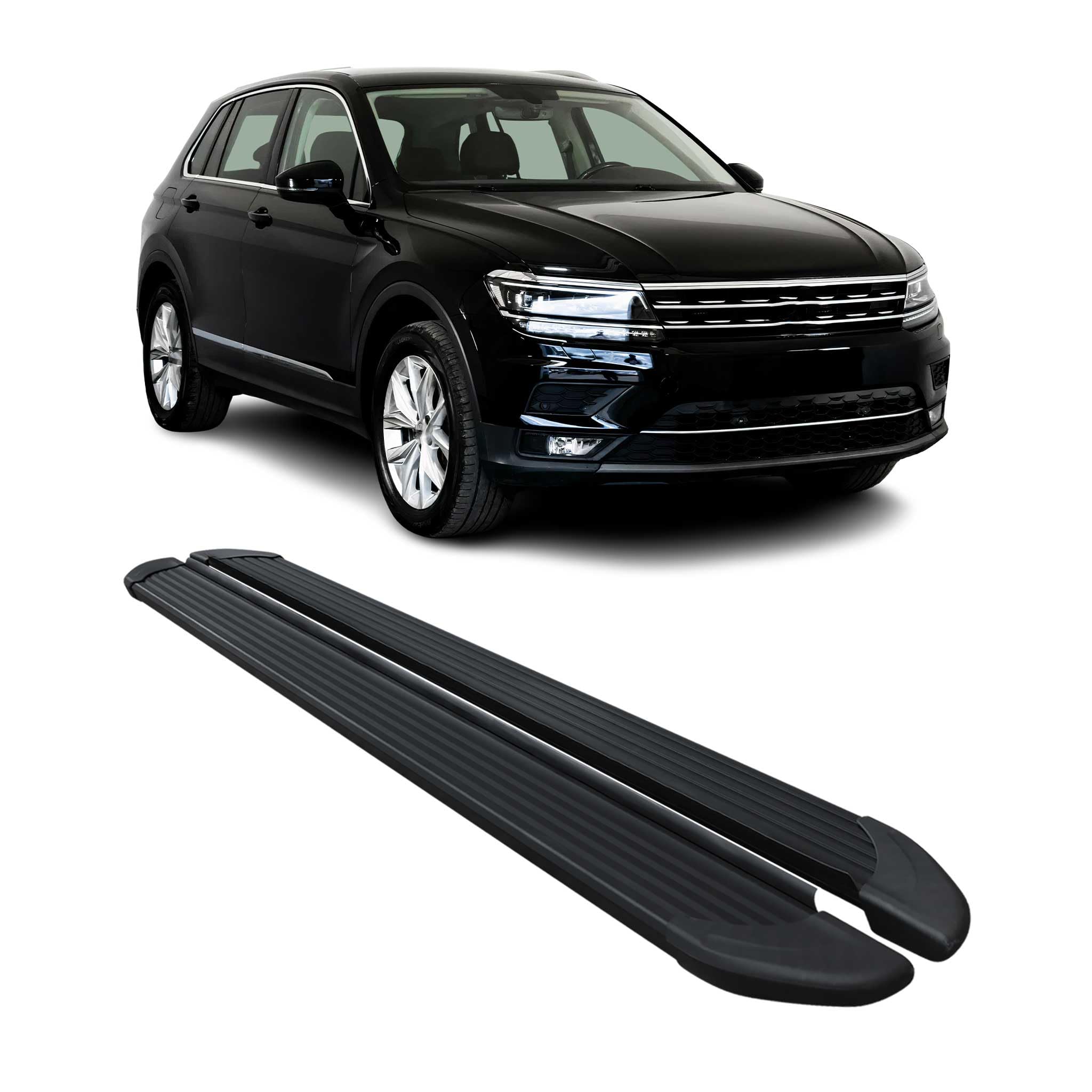 Marchepieds Latéraux pédale pour VW Tiguan II 2016-2023 Noir Aluminium 2Pcs