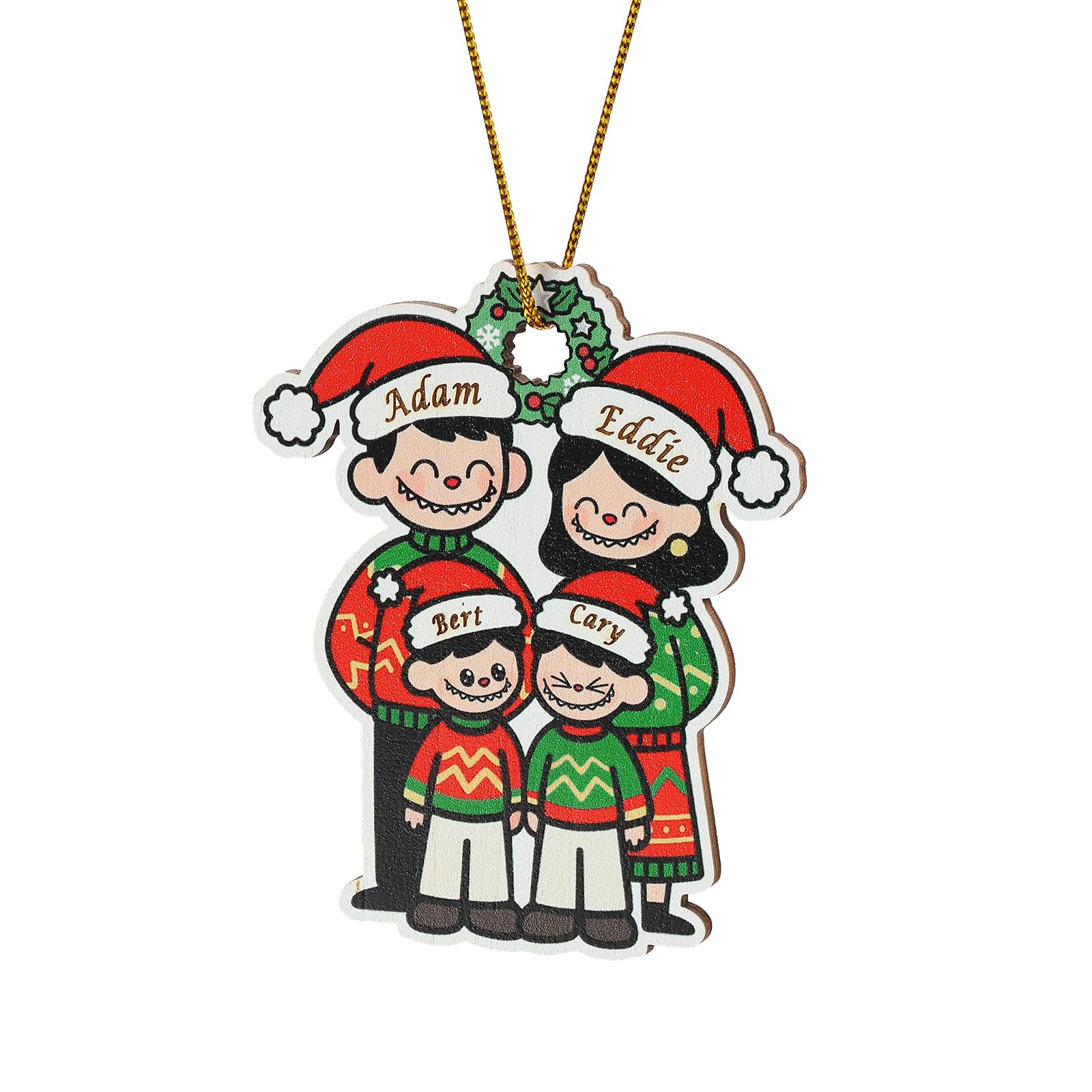 Lolatide 4 Names 2025 Personalised Dated Ornament Family Of 3-10 Christmas Together, Custom Wood Family Christmas Tree Bauble With Names, Warm Xmas Gift