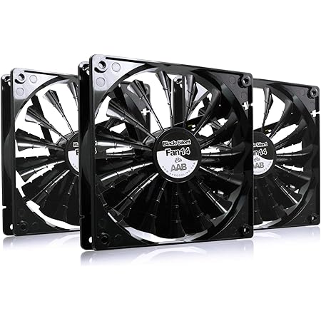 AABCOOLING Black Silent Fan 14-140mm Ventilateur pour Boîtier PC Silencieux et Efficace avec 4 Pads Anti Vibrations, 12V, Ventilation PC, 14cm, Ventilo PC, Fan PC 18,6 DB(A) 104 m3/h - 3 Pièces