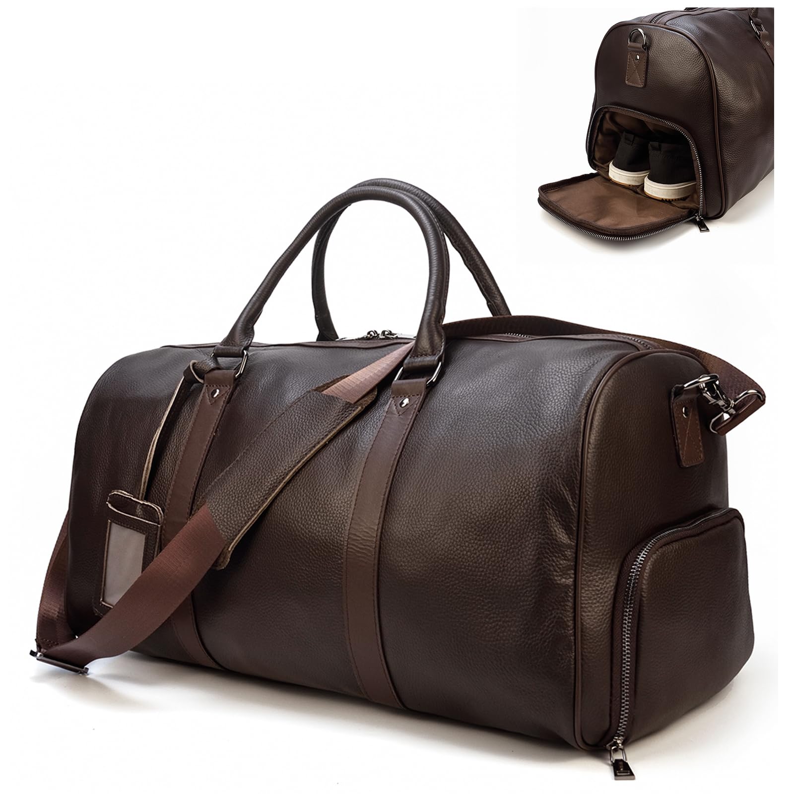 Luufan Unisex Bolsa de Viaje de Cuero Bolsa de Viaje de Fin de Semana de época