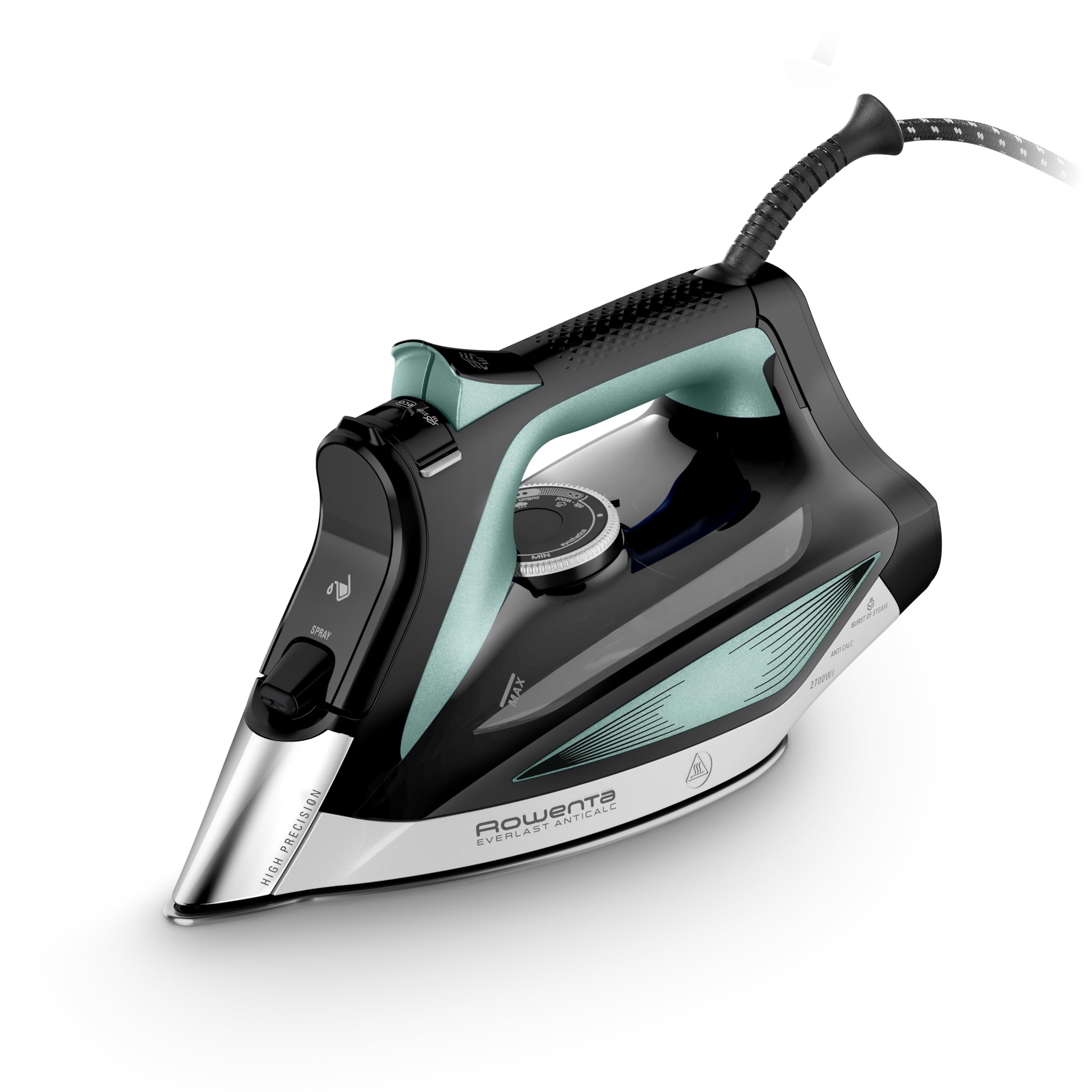 Plancha de vapor Everlast Anticalc de Rowenta, potente distribución de vapor, colector de cal, punta de alta precisión, segura y sencilla, alta potencia, DW7321F0