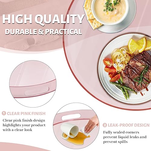 Miniatura 11 de MAONAME Bandeja transparente para servir con asas, bandeja transparente de plástico, bandeja decorativa rectangular para mesa auxiliar, otomana