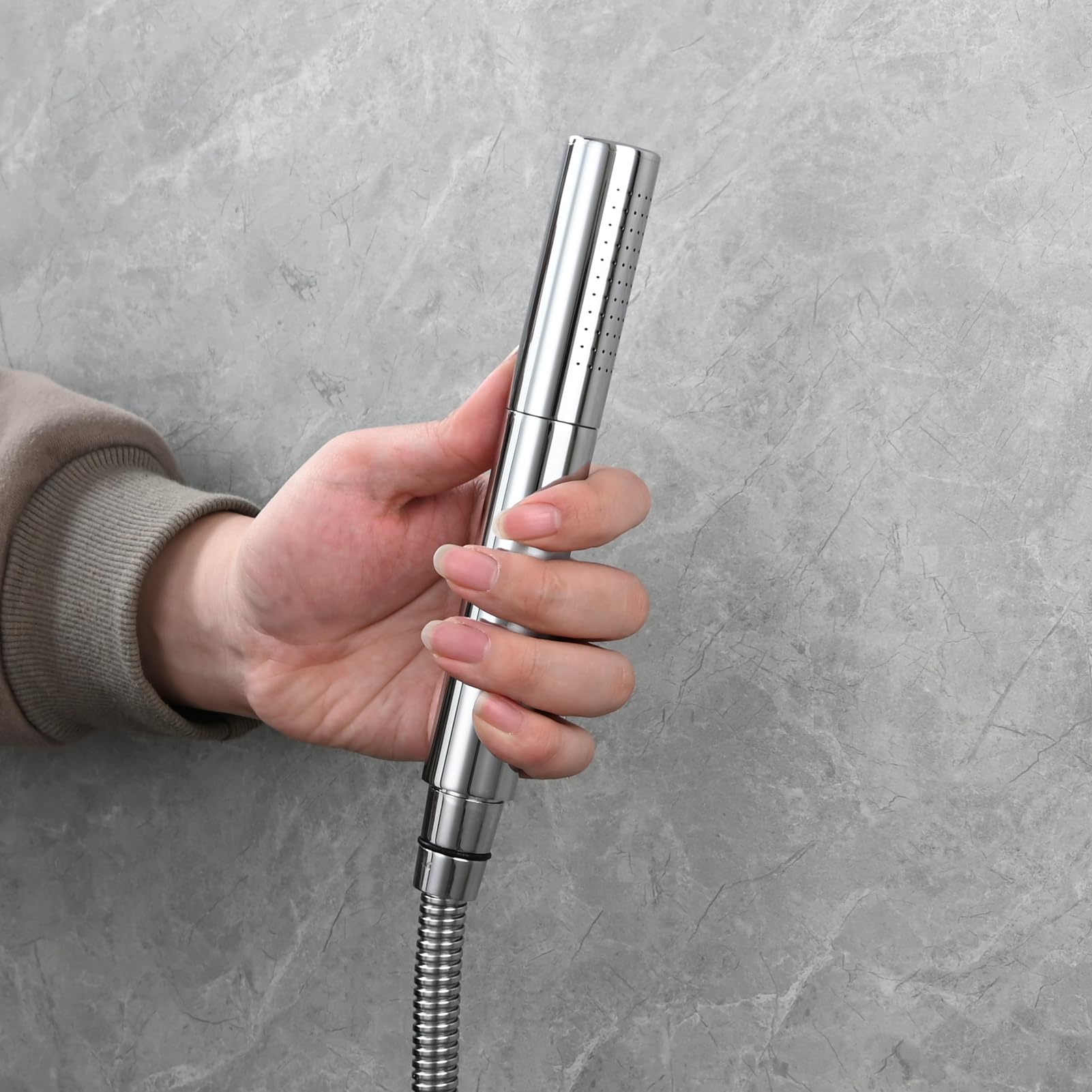 Tecmolog BS159 - Doccetta doccia in ottone, a risparmio d'acqua, 2 getti a mano, cromato per bagno e spa