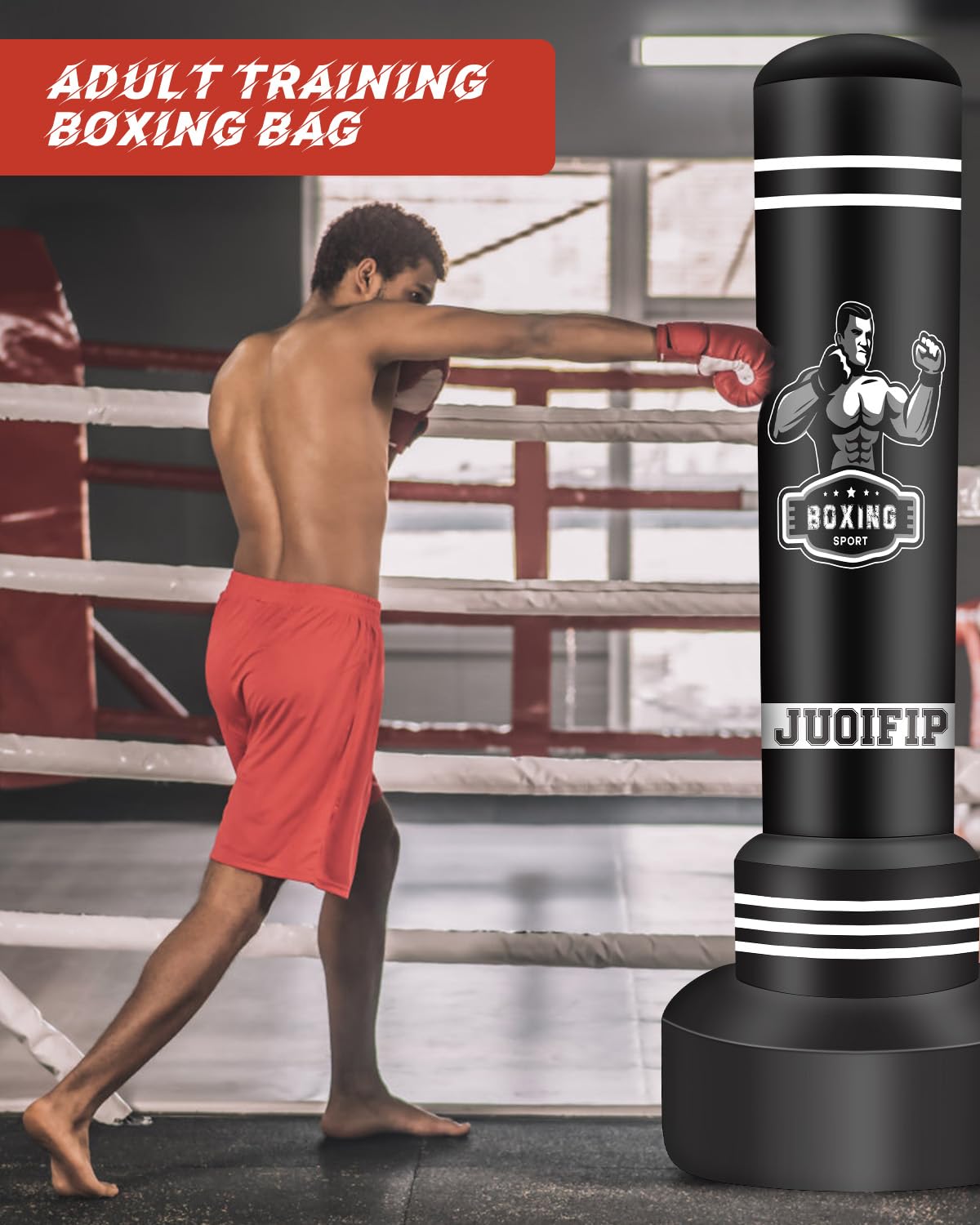 NZQXJXZ Sacco da boxe pesante da 175 cm, sacco da boxe da terra autoportante sacco gonfiabile per allenamento MMA Muay Thai Fitness