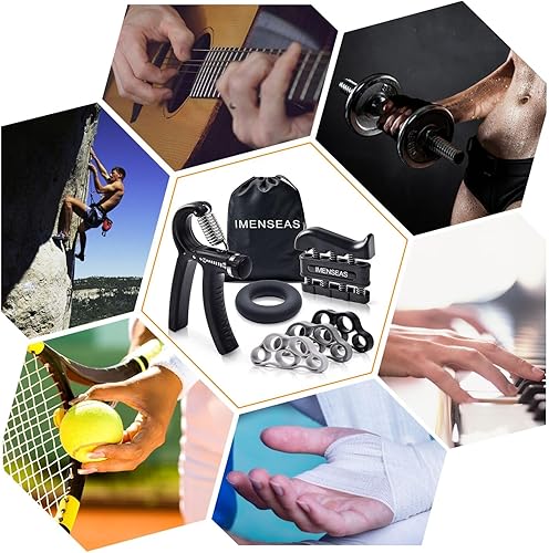 Miniatura 6 de Grip Strength Trainer 7 Pack Adjustable, Finger Stretcher Resistance Extensor Bands, Finger Exerciser, Hand Gripper Strength Ring & Stress Ball