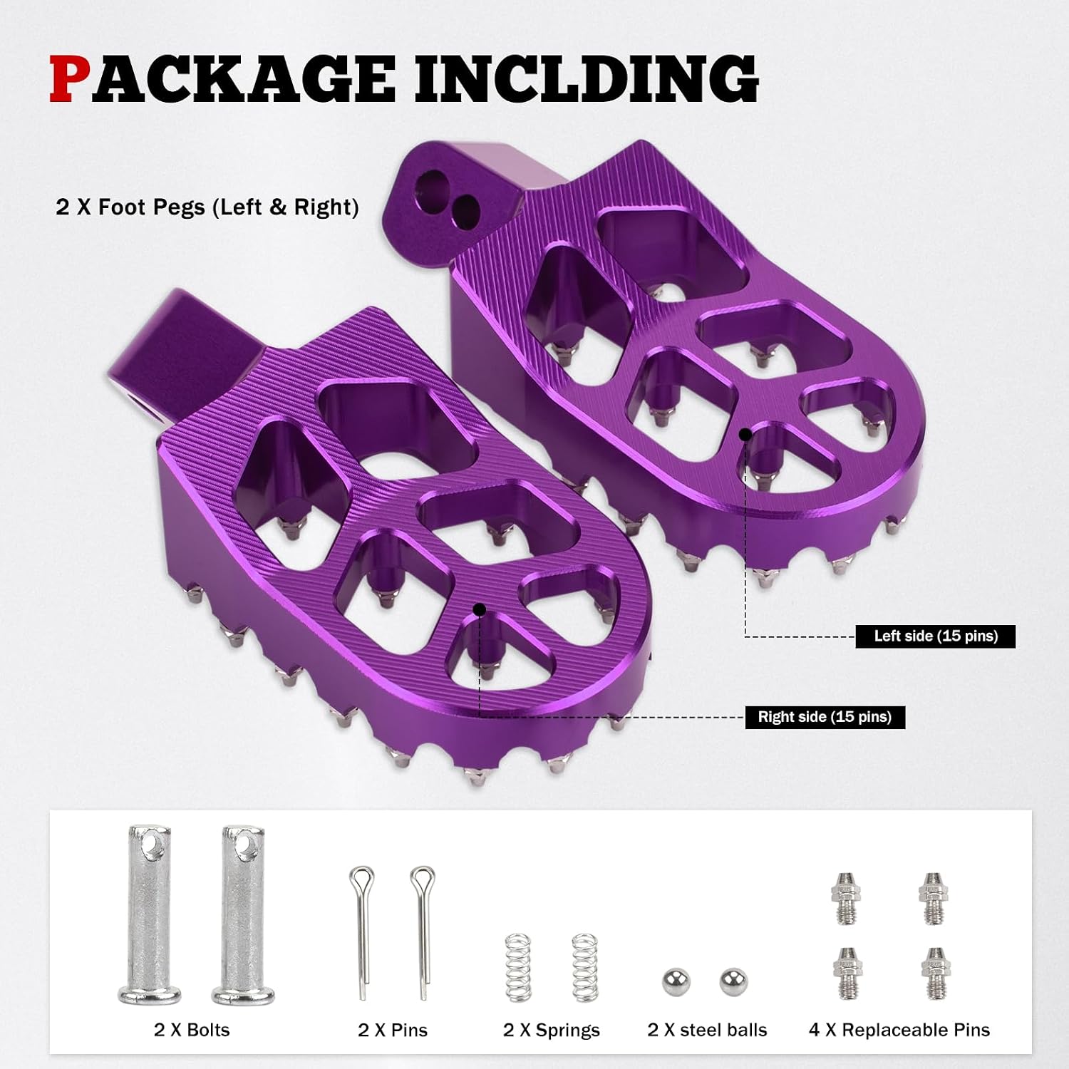 XINGWU Dirt Bike Foot Pegs for MX650 CNC Aluminum Pegs Heavy-Duty Foot Rest Pedals Compatible with Razor MX650 MX500 SX500 Electric Dirt Bikes Footpegs (Purple)