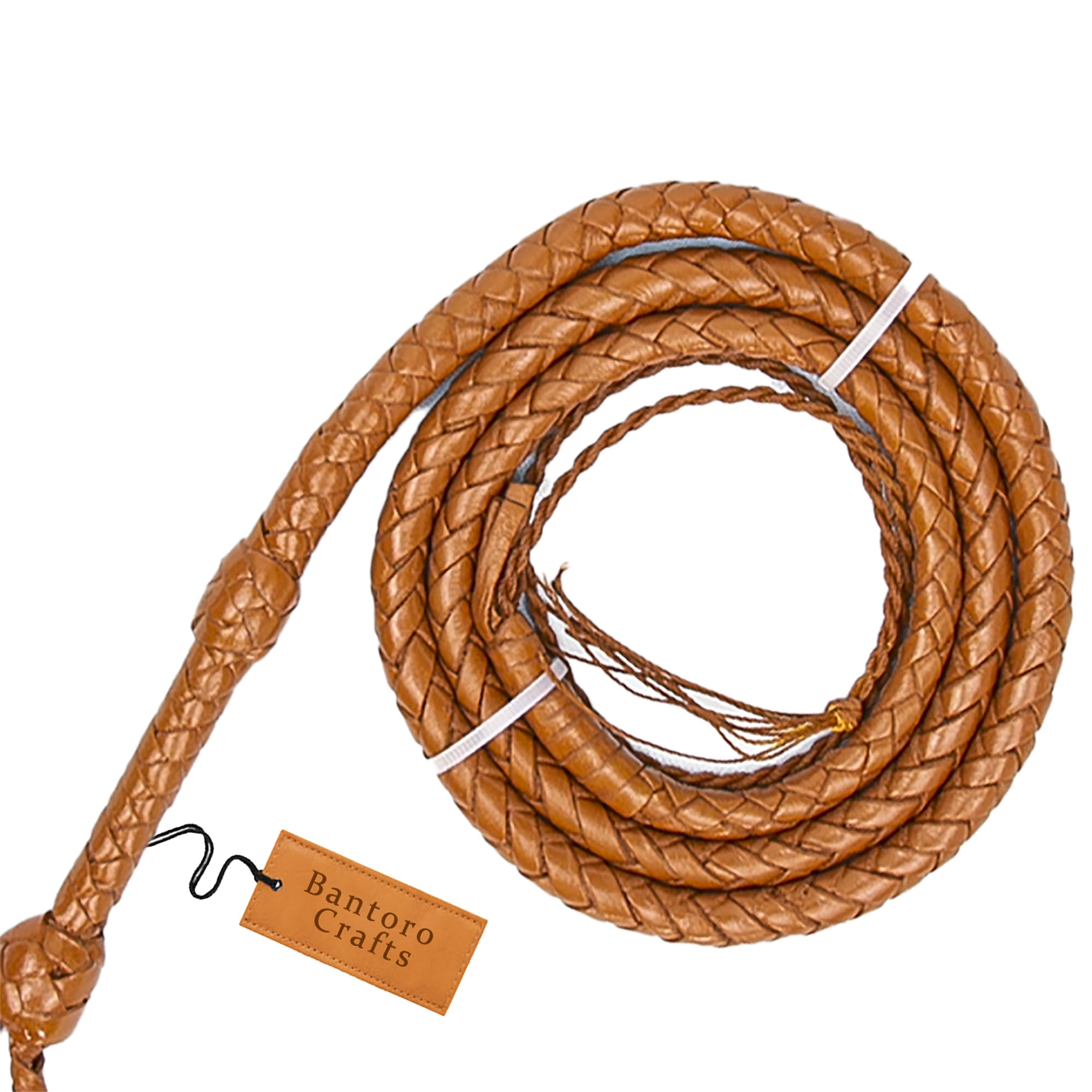 Mini Frusta in Pelle Marrone 3 Piedi / 91 cm Lunghezza 8 trecce Fili Pelle Intrecciata Miniatura/Formato Tascabile Piccoli dentici/Frusta Forte Che schiocca