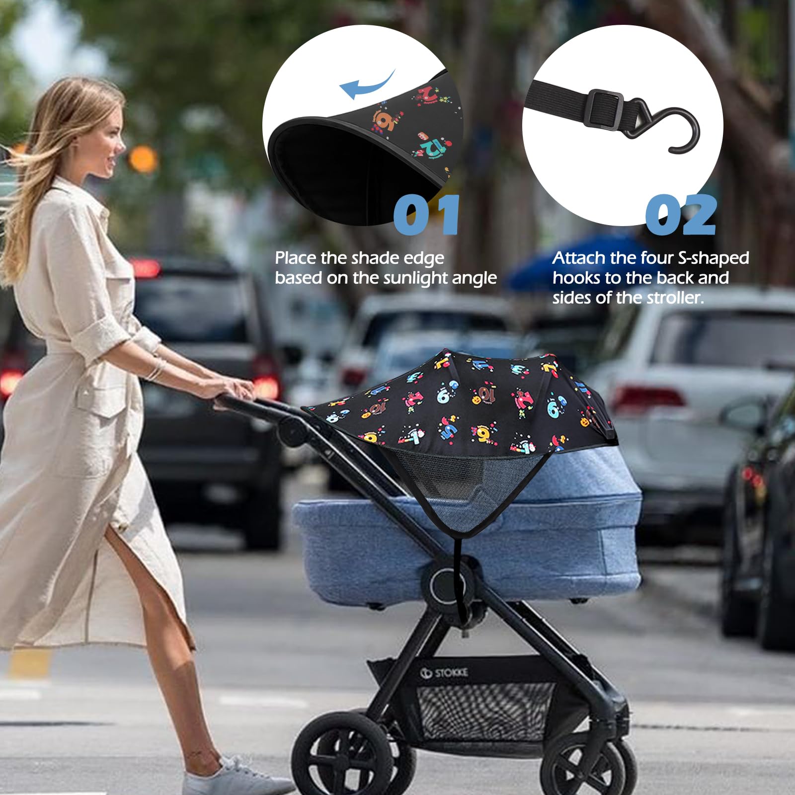 WD&CD Sonnensegel Kinderwagen UV Schutz Sonnenschutz Buggy