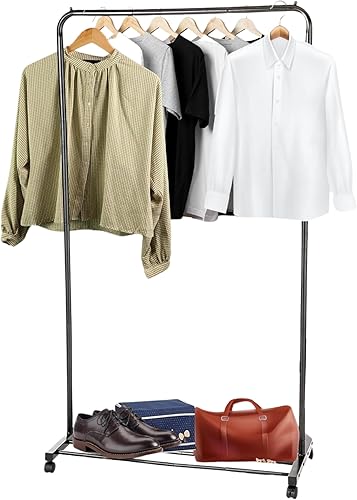 USTECH Perchero resistente con ruedas  Ideal para colgar ropa  Perchero de armario independiente  Perchero portátil  Percheros de ropa para uso