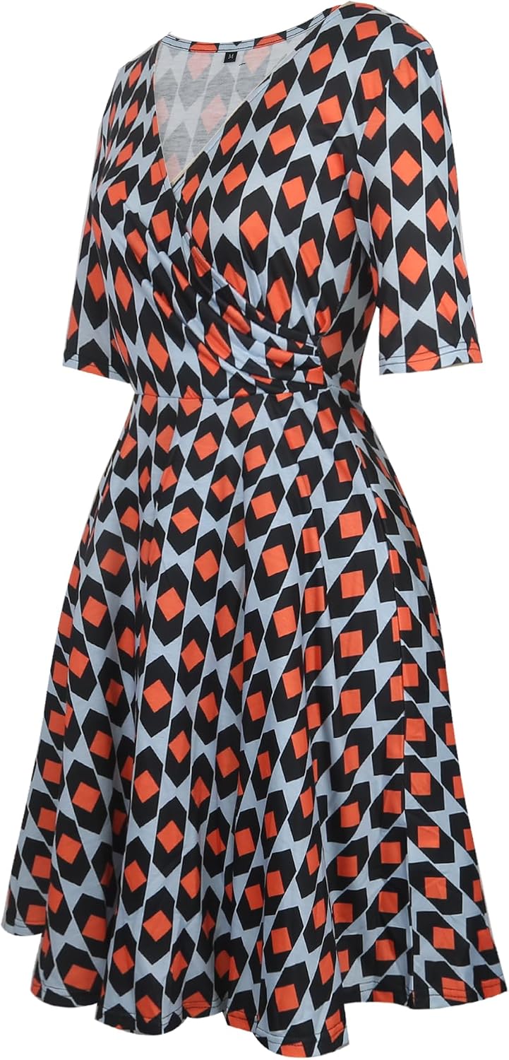 oxiuly Women's V-Neck Maternity Nursing Stretchy Casual Dresses Elegant Tea Dress OX233
