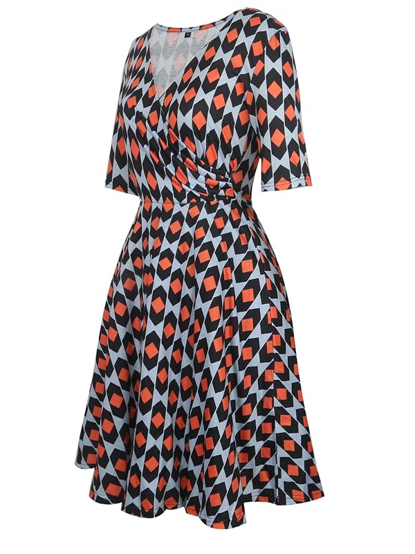 oxiuly Vintage Women Sumnmer Casual Maternity Dresses 2025 Trendy Elegant Midi Formal Ladies Chic V-Neck Party Church Tea Nursing Dress OX233 Square 5F XL by oxiuly - Used condition - Image 7