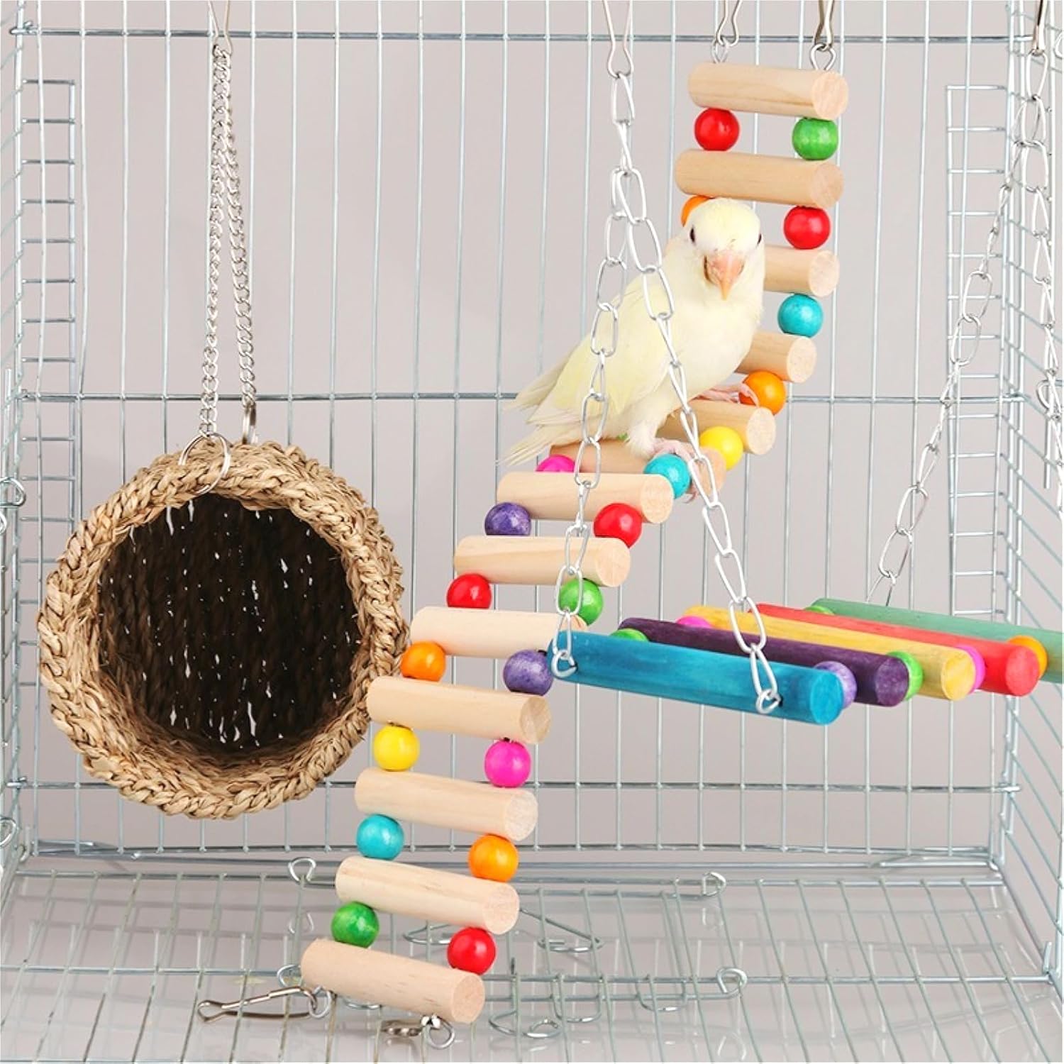 Hamiledyi Hamster Hanging Hammock Basket 3 Piece Wooden Rat Ladder Swing Set Cage Clmbing Toys for Syrian Hamster Sugar Glider Bird Mice Playing Sleeping 4 71P+9DhKiXL. AC SL1500