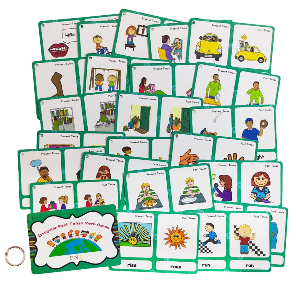 Lilias Irregular Past Tense Verbs English Grammar Double-Side Learning Flash Cards, Homeschool Preschool Primary School Teaching Aids, Classroom Supplies, 24 Cards in Set